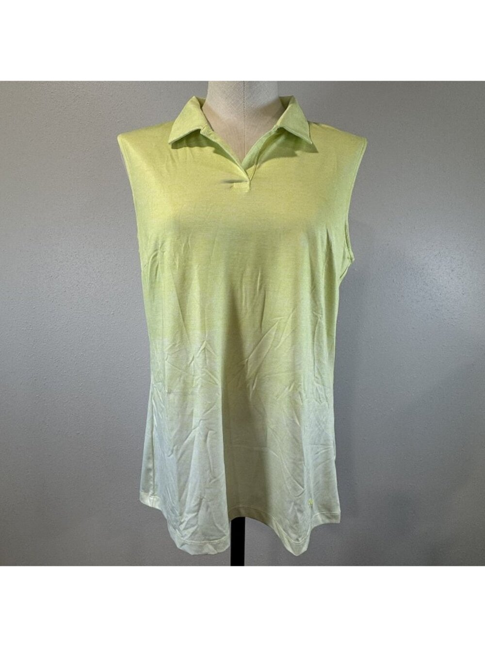 Puma DryCell Tank Top Large Sleeveless Polo Shirt Yellow Ombre Lightweight Golf